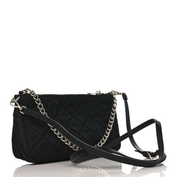 Prada Chain Zip Shoulder Bag Quilted Tessuto Small ñ - Picture 4 of 4